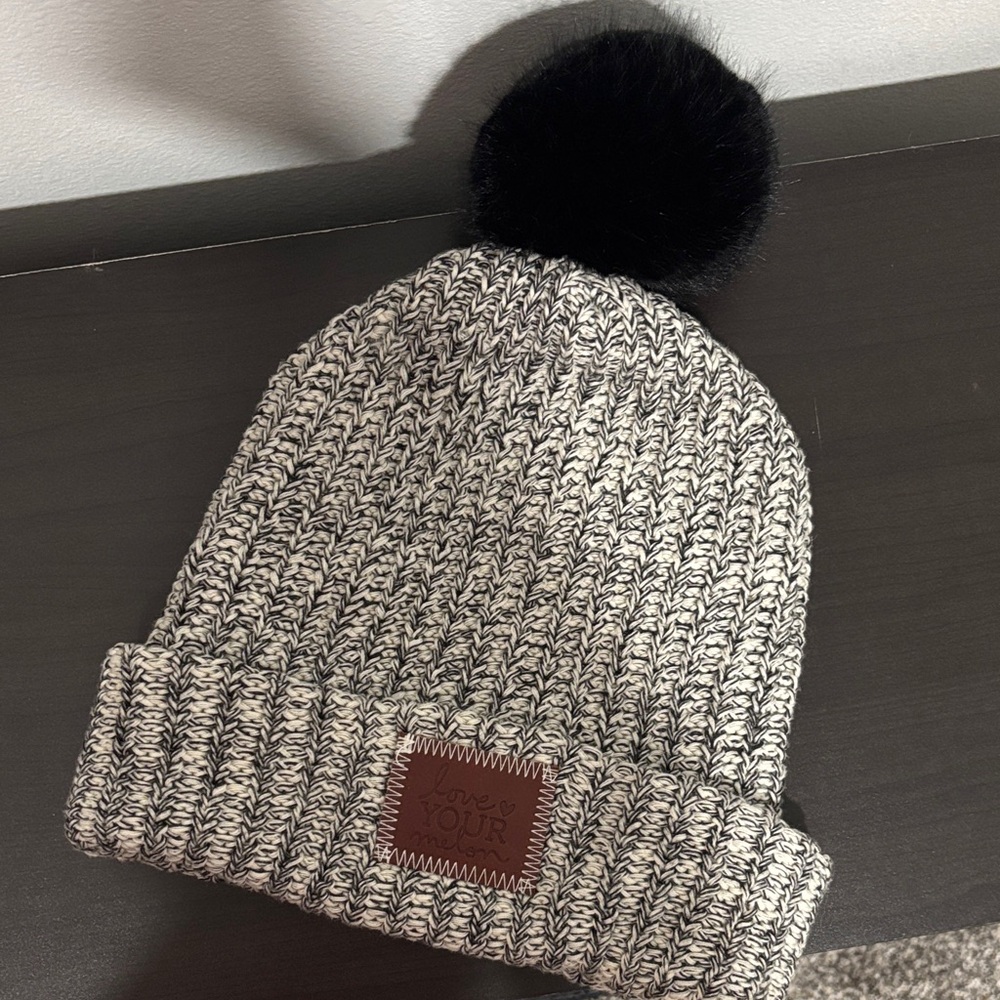 Love Your Melon Black and Gray Knit Beanie